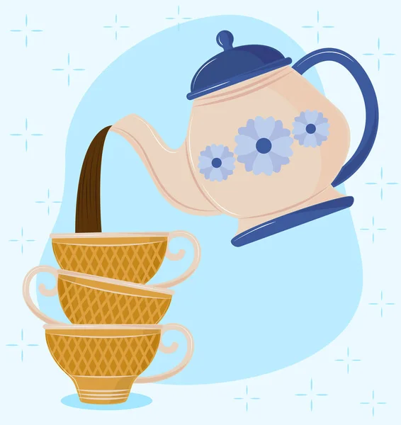 Teapot pouring coffee — Vetor de Stock