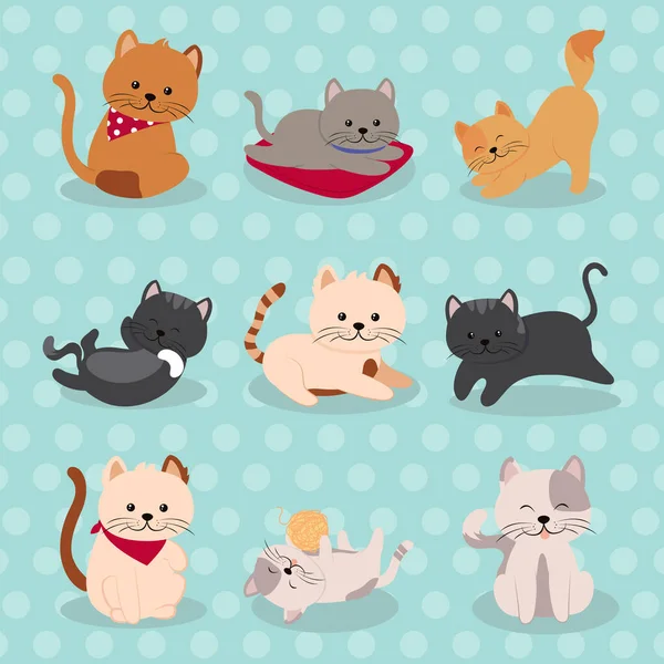 Icon set cats — Vetor de Stock
