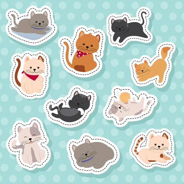 Set stickers cats — Stock Vector