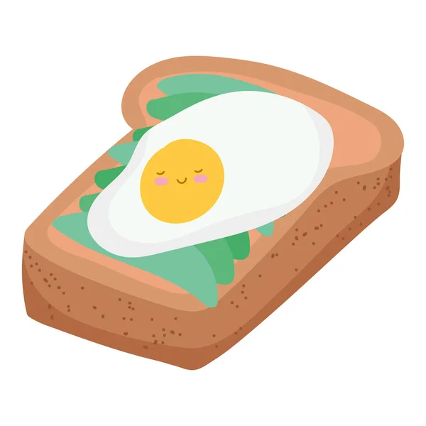 Bread and egg cute - Stok Vektor