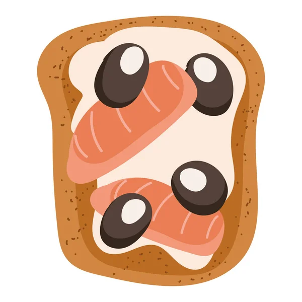 Toast olives and fish — Image vectorielle