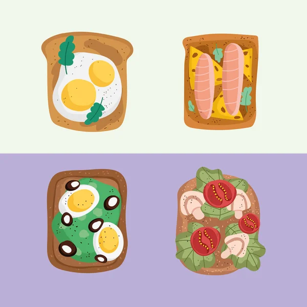 Icônes savoureux petit déjeuner — Image vectorielle