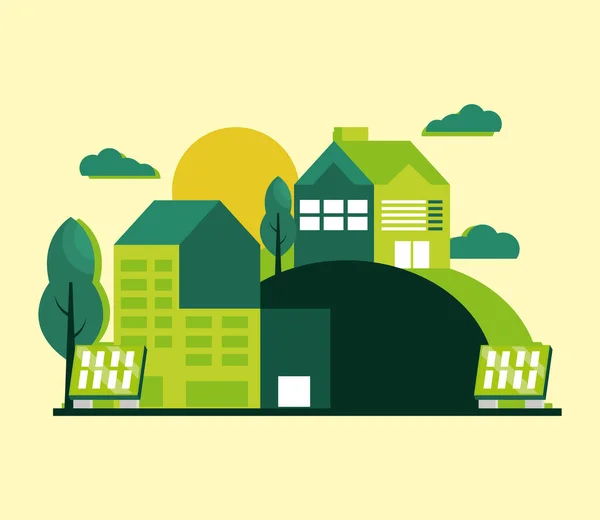Ενέργειας πράσινη πόλη — Διανυσματικό Αρχείο