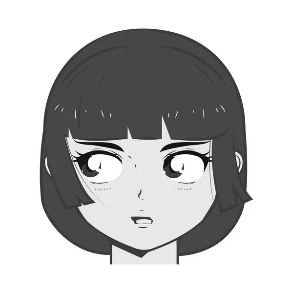 Face manga female — Stock Vector