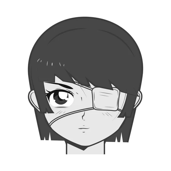 Kvinnligt manga ansikte — Stock vektor