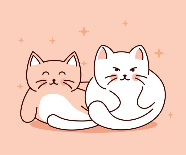 Gatos mascotas dibujos animados — Vector de stock