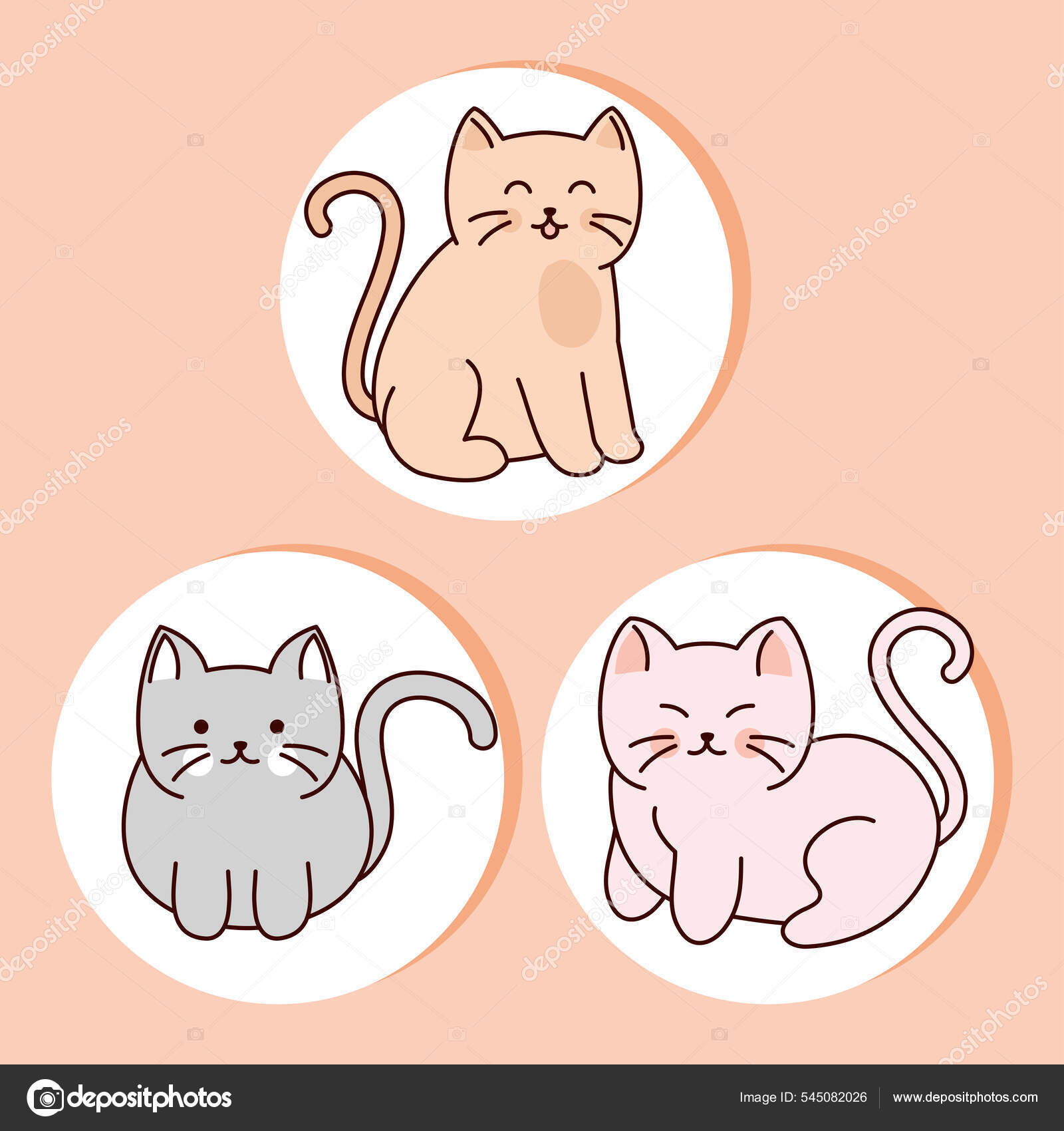 cute cats icon set, Stock vector