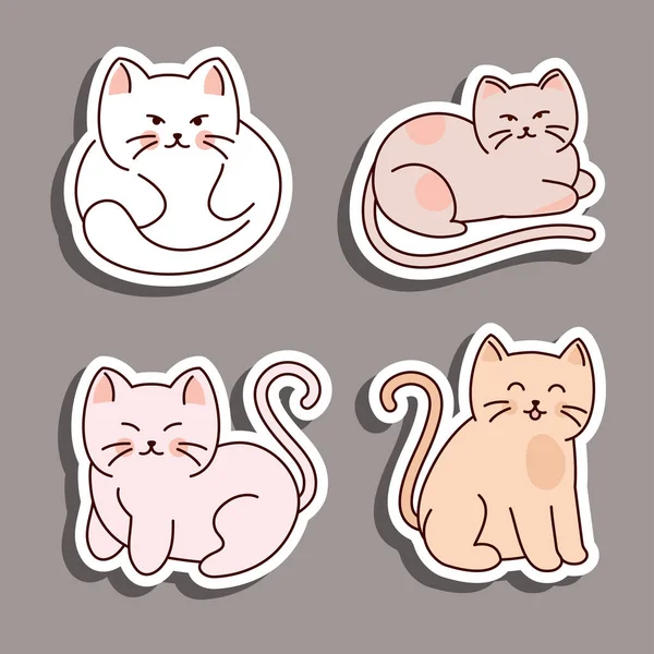 Gatos pegatinas iconos — Vector de stock