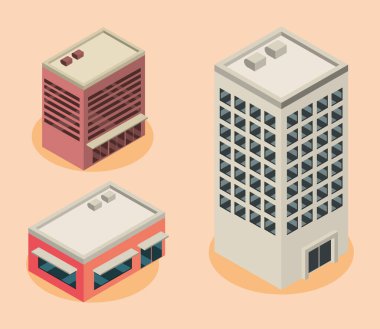 İzometrik binalar simgeler