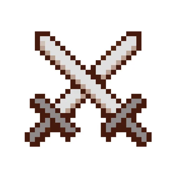 Espadas cruzadas pixel — Vector de stock