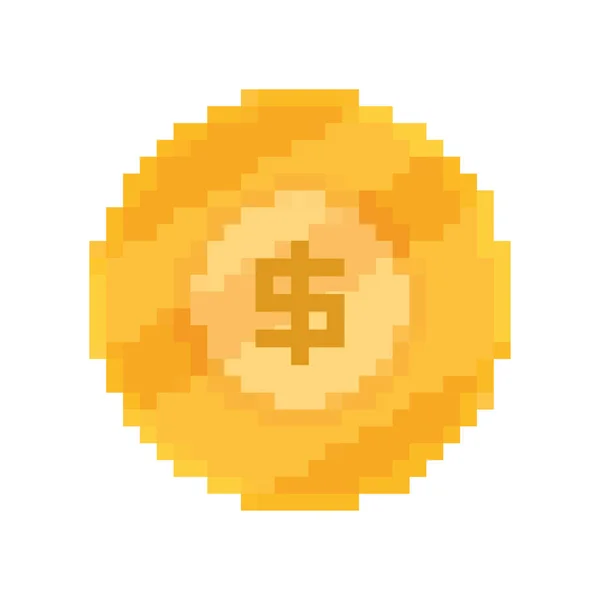 Пиксель монеты — стоковый вектор
