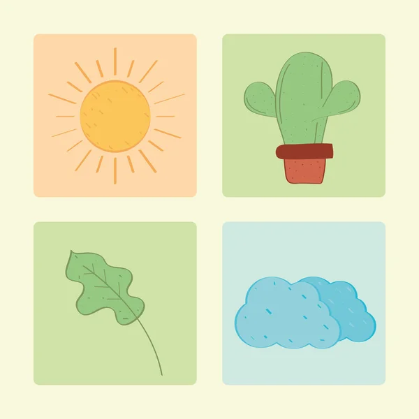 Set plants and weather — Stock Vector