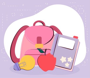 okul çantası ve kitap.