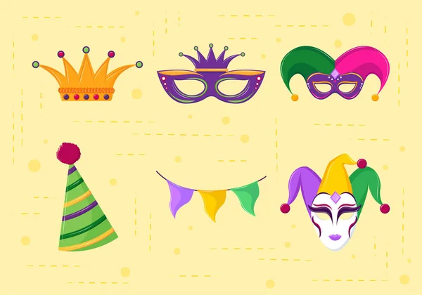 Mardi Gras icons — Stock Vector