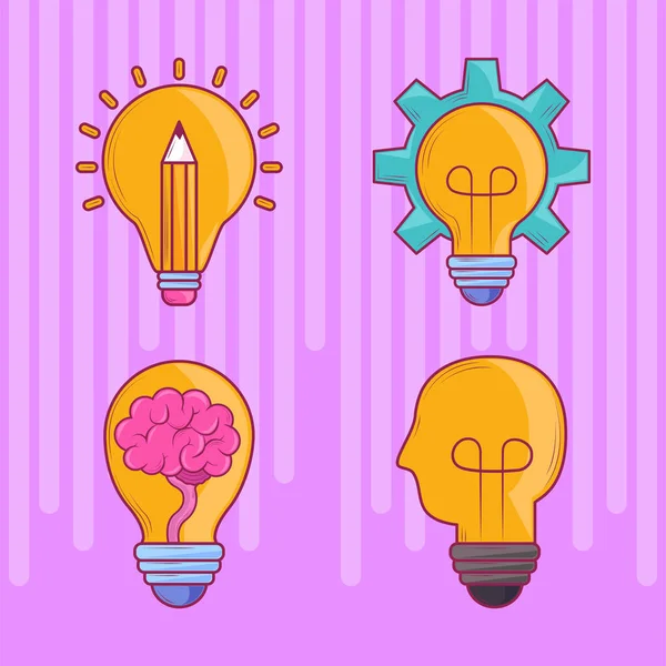 Brain, bulb creativity — Stock Vector