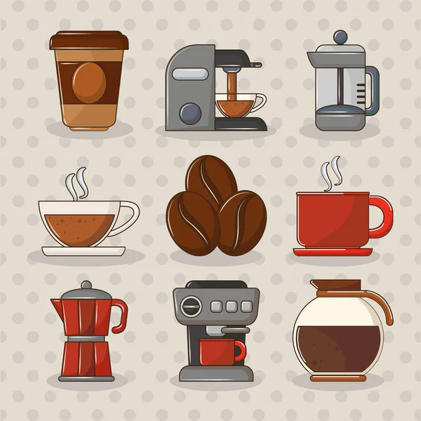 Kaffe och koppar — Stock vektor