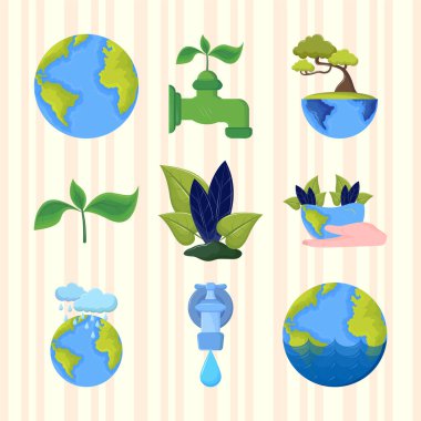 su günü düz simgeleri