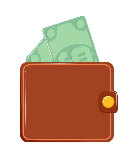 Peněženka s ikonou peněz — Stockový vektor