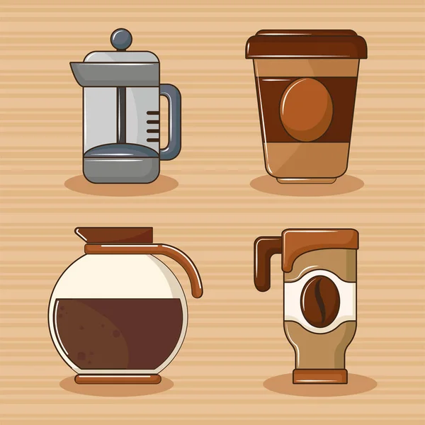 Icone set caffè — Vettoriale Stock