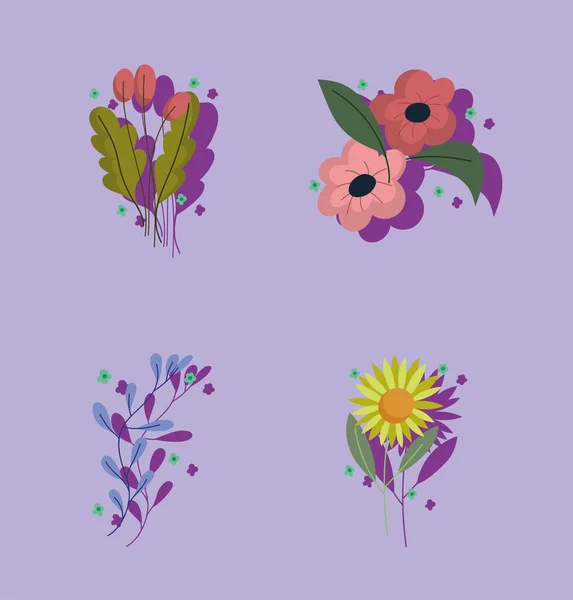 Flores plantas natureza — Vetor de Stock