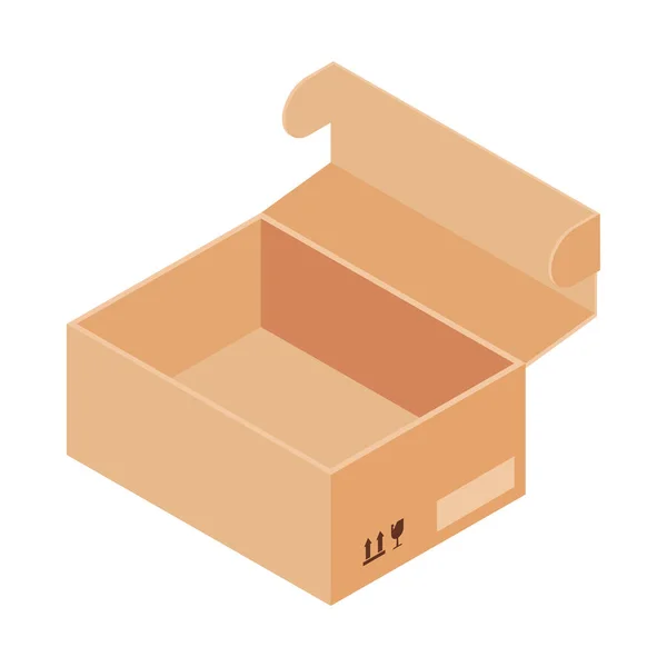 Abrir caja de cartón vacía — Vector de stock