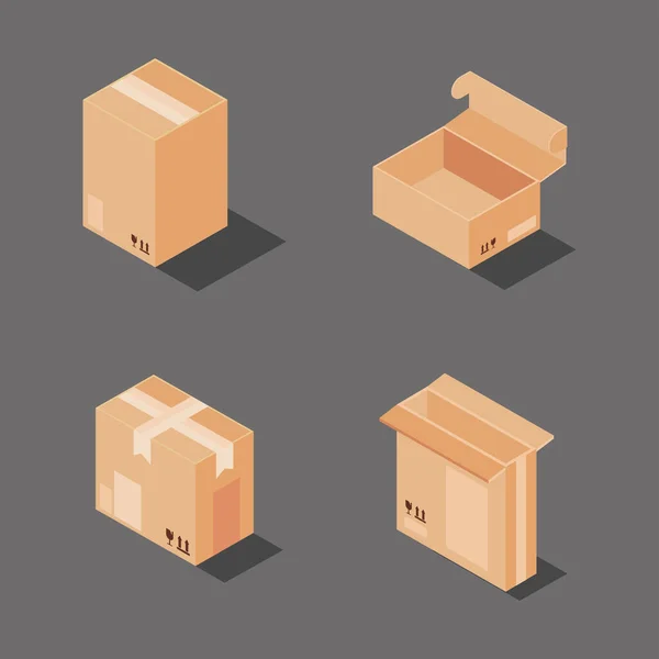 Iconos cajas isométricas — Vector de stock