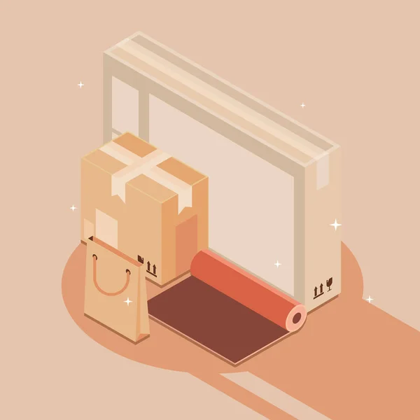 Boîtes et sac — Image vectorielle