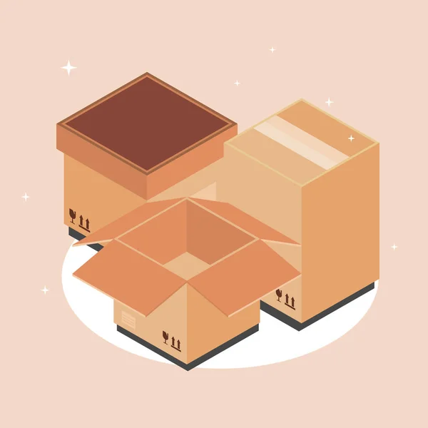 Cajas de cartón, envases — Vector de stock