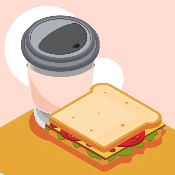 Sanduíche e taça takeaway —  Vetores de Stock