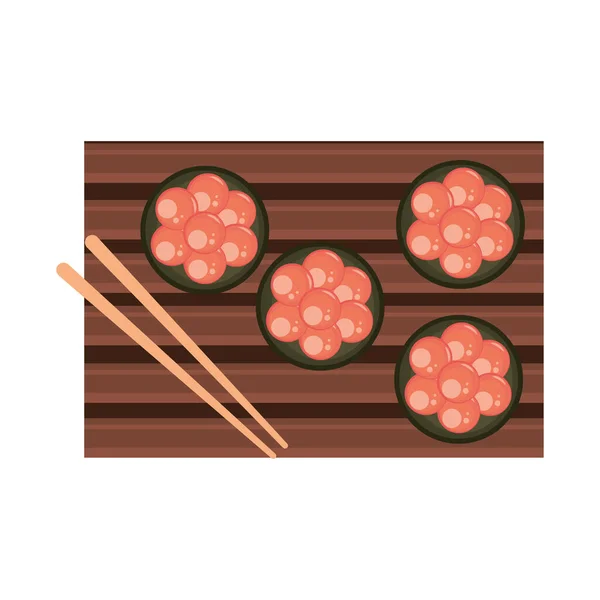 Gerolltes Sushi mit Lachs — Stockvektor