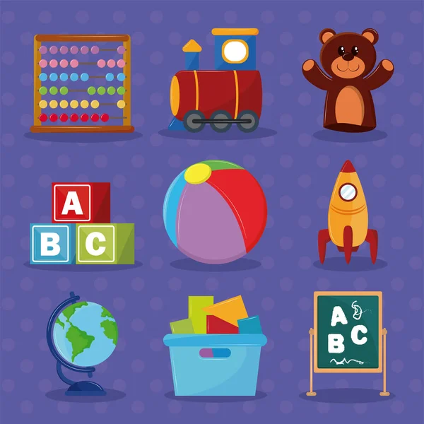 Ikony zabawek przedszkolnych — Wektor stockowy