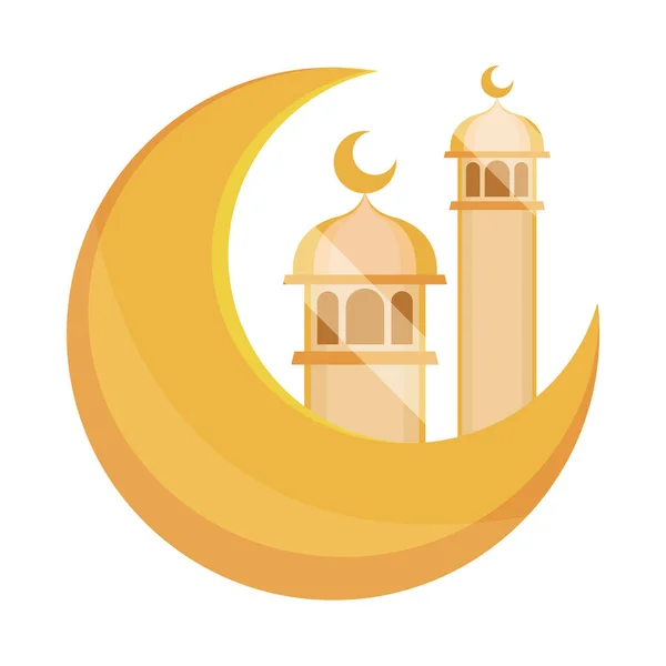 アラビア語の建物と月 — ストックベクタ