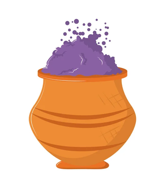 陶瓷罐中的紫色粉末 — 图库矢量图片