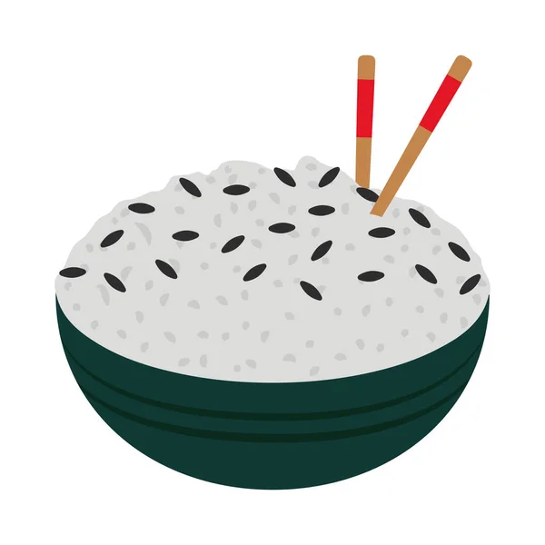 Riz japonais sur bol — Image vectorielle