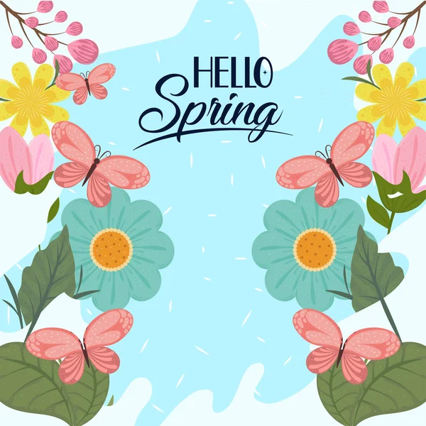 Hola primavera diseño floral — Vector de stock