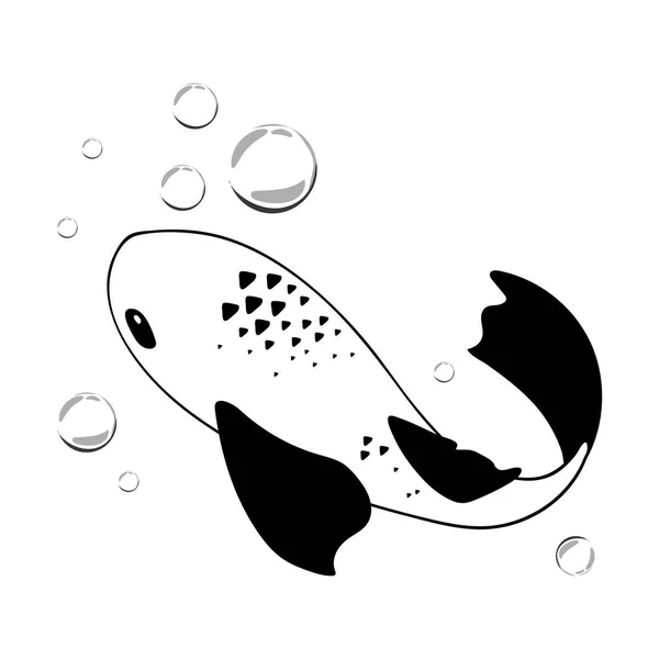 Koi halak és buborékok — Stock Vector