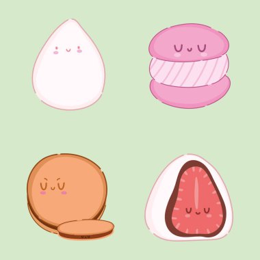Bir kawaii tatlı seti.