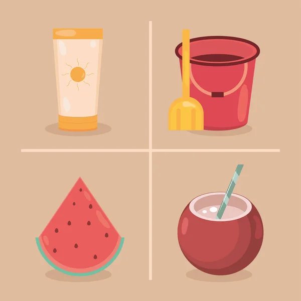 Conjunto de iconos de playa — Vector de stock