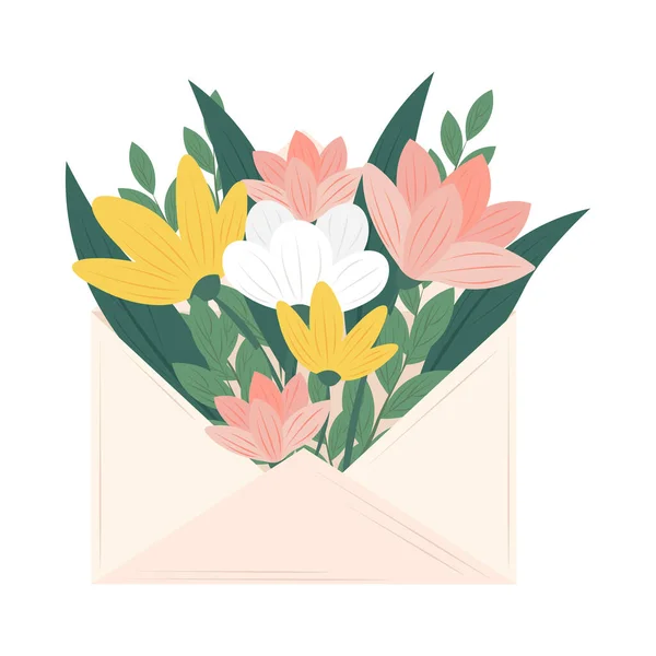 Envelop met bloemen — Stockvector