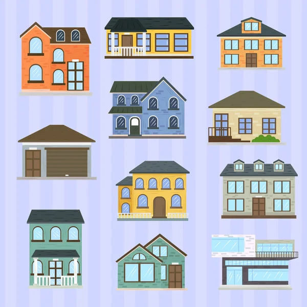 Ensemble de maisons et de bâtiments — Image vectorielle
