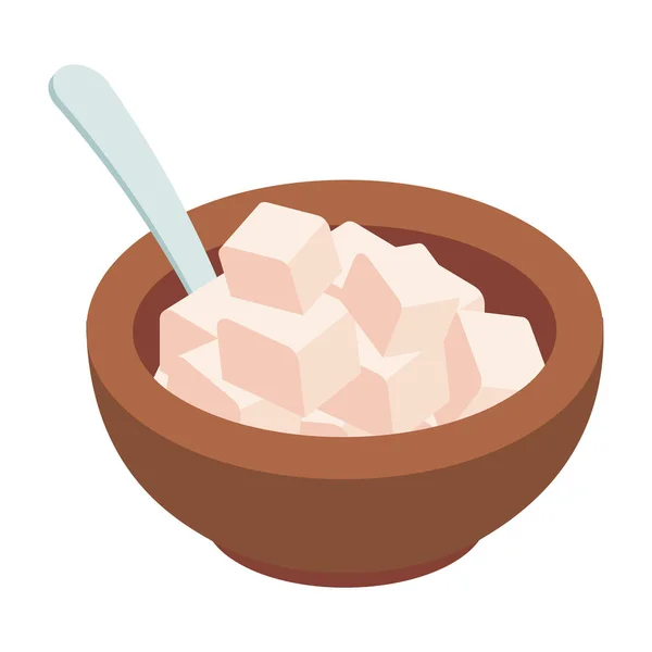 Сахар в миске — стоковый вектор