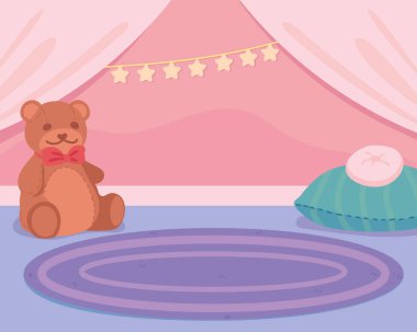 oda oyuncakları ve yastık