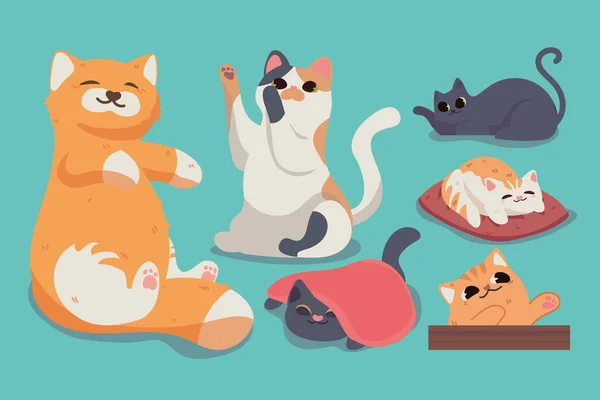 Stel schattige katten — Stockvector