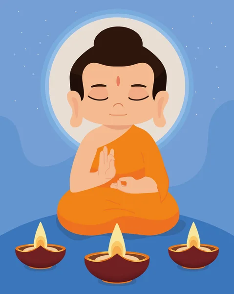 Meditasyonda tatlı Buda — Stok Vektör