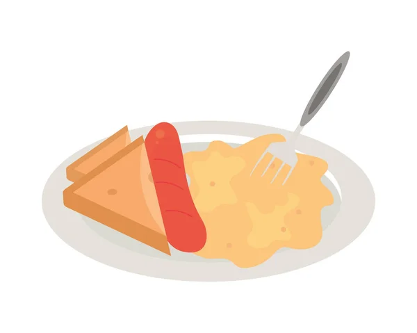 Яйцо на завтрак и колбаса — стоковый вектор