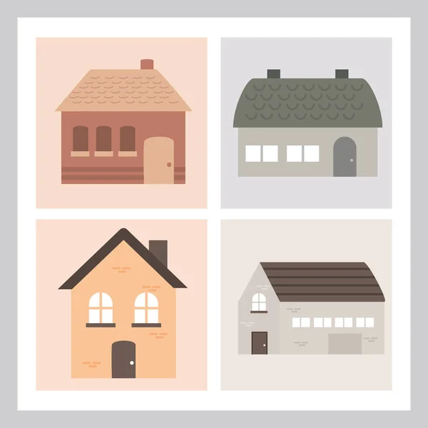 Icônes maisons façade — Image vectorielle
