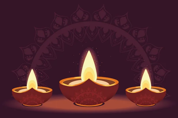 Velas e mandalas acesas — Vetor de Stock