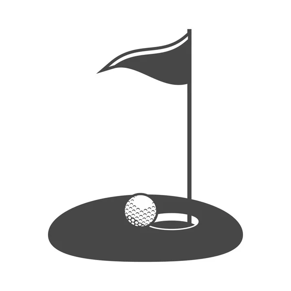 Golf topu ve bayrak — Stok Vektör
