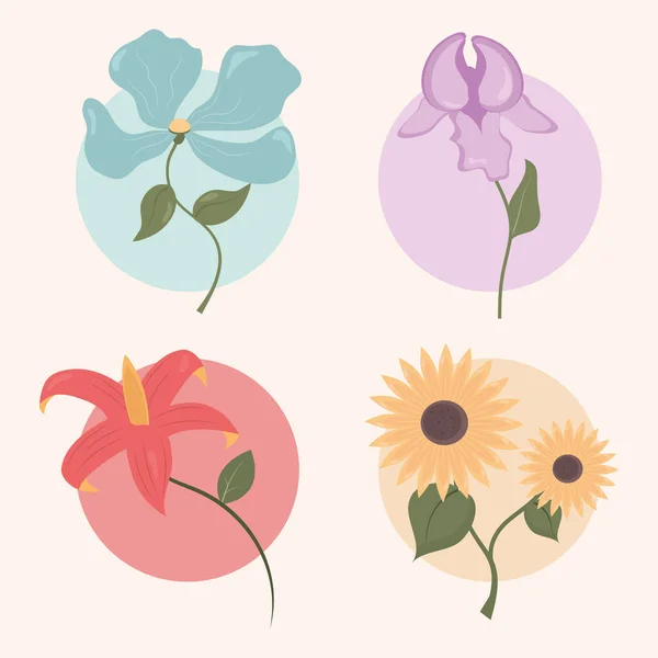 Ikony nastavit květiny — Stockový vektor
