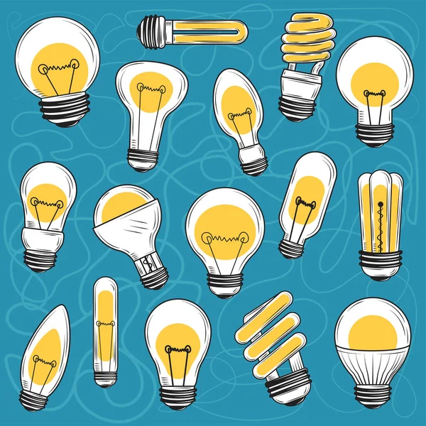 Icons set with led bulbs — Stock Vector